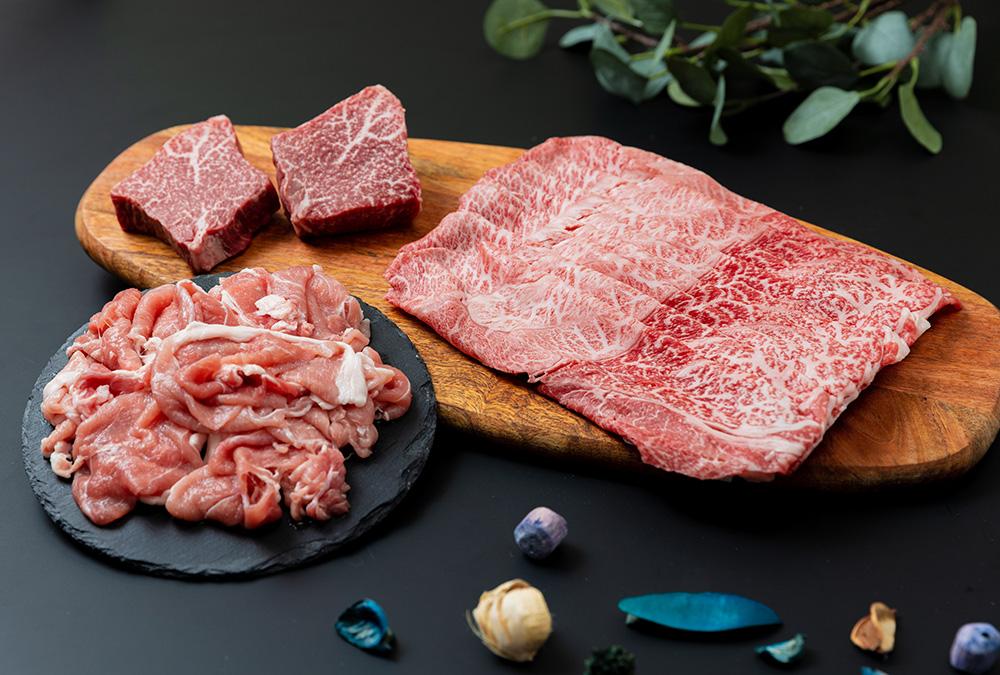 極【KIWAMI】日本三大和牛“近江牛”のステーキ＆すきしゃぶ蔵尾ポークの味わいセット